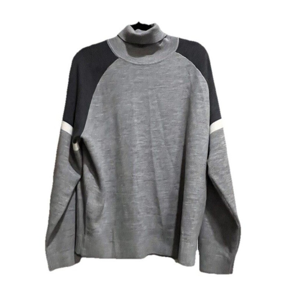Murano Men's Modern Performance XL Pullover Sweater Dark & Light Gray Turtleneck